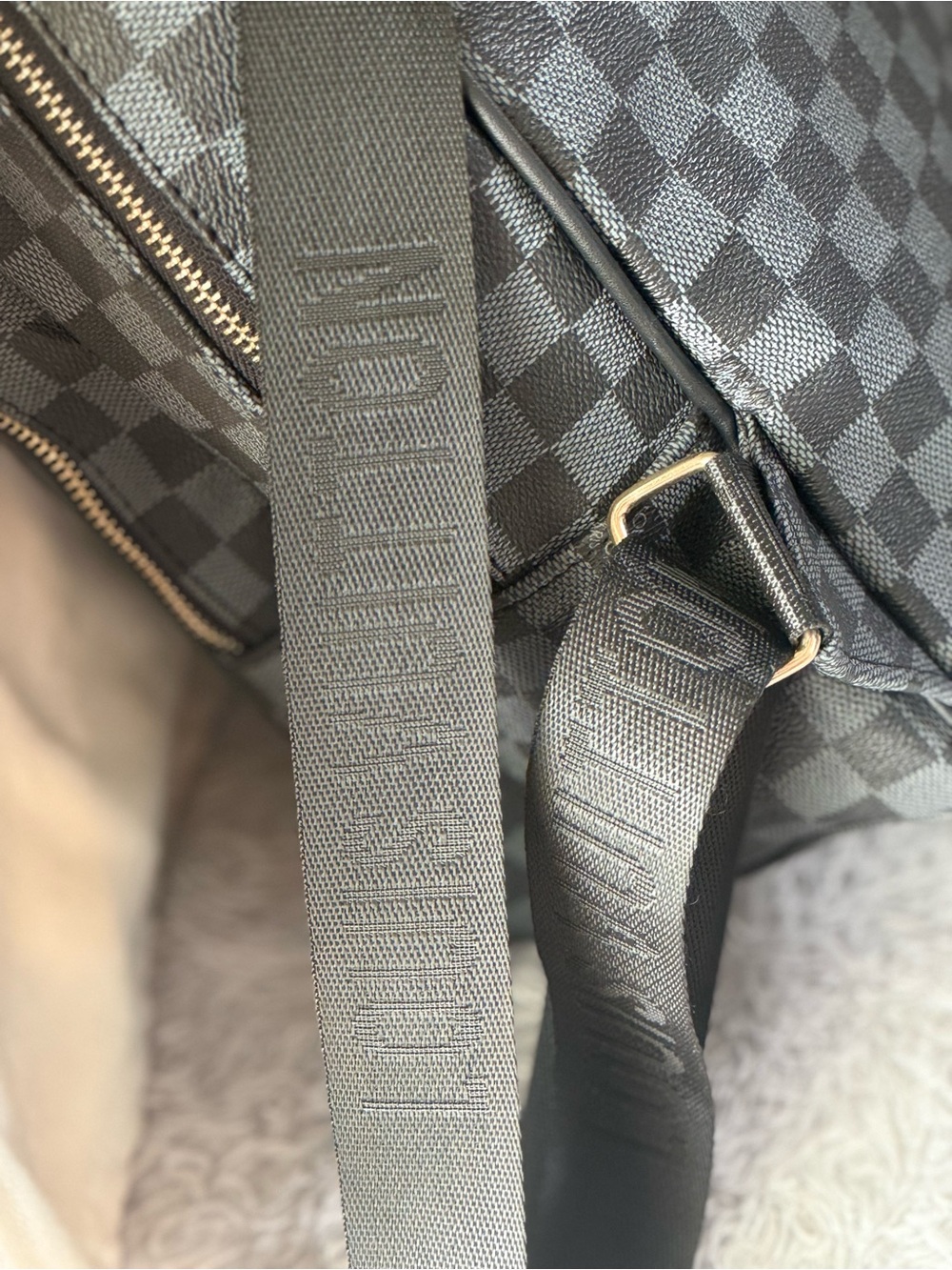 Monogram Checkered Gray Backpack - Picture 4 of 9
